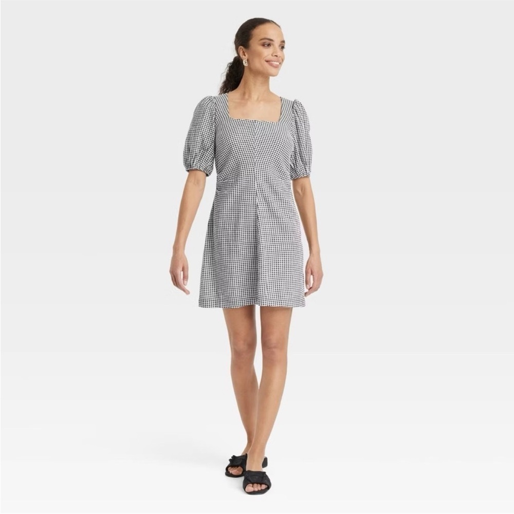 A New Day Women's Linen Short Sleeve Mini Sundress
Black Gingham Check new